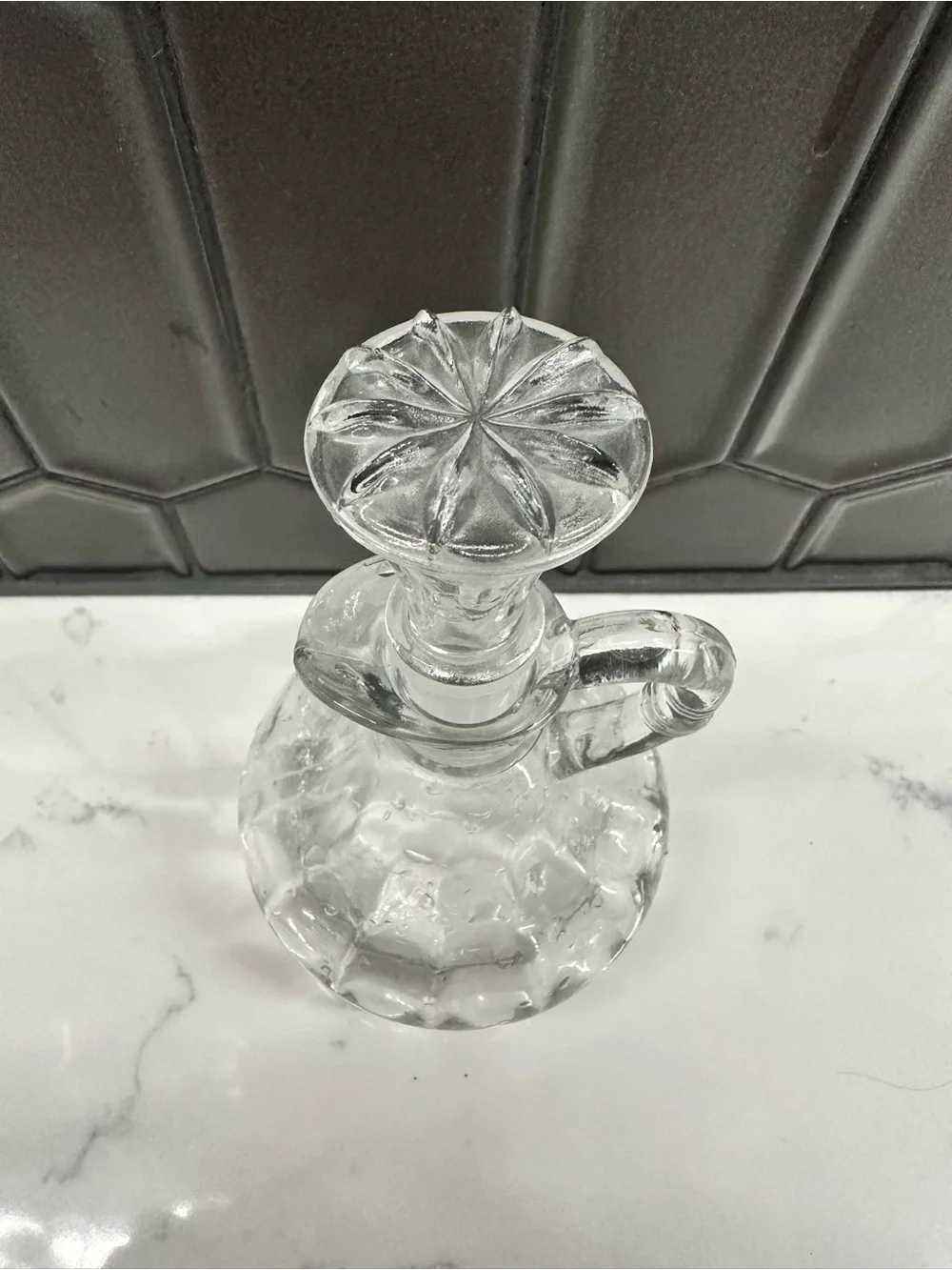 Vintage Anchor Hocking clear pressed glass cruet Oil/Vinegar Storage 6 oz